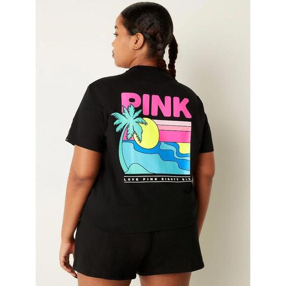 Victoria's Secret PINK Tropical short sleeve and shorts set - Picture 3 of 5